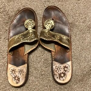 Gold Jack Rogers Flat Sandals